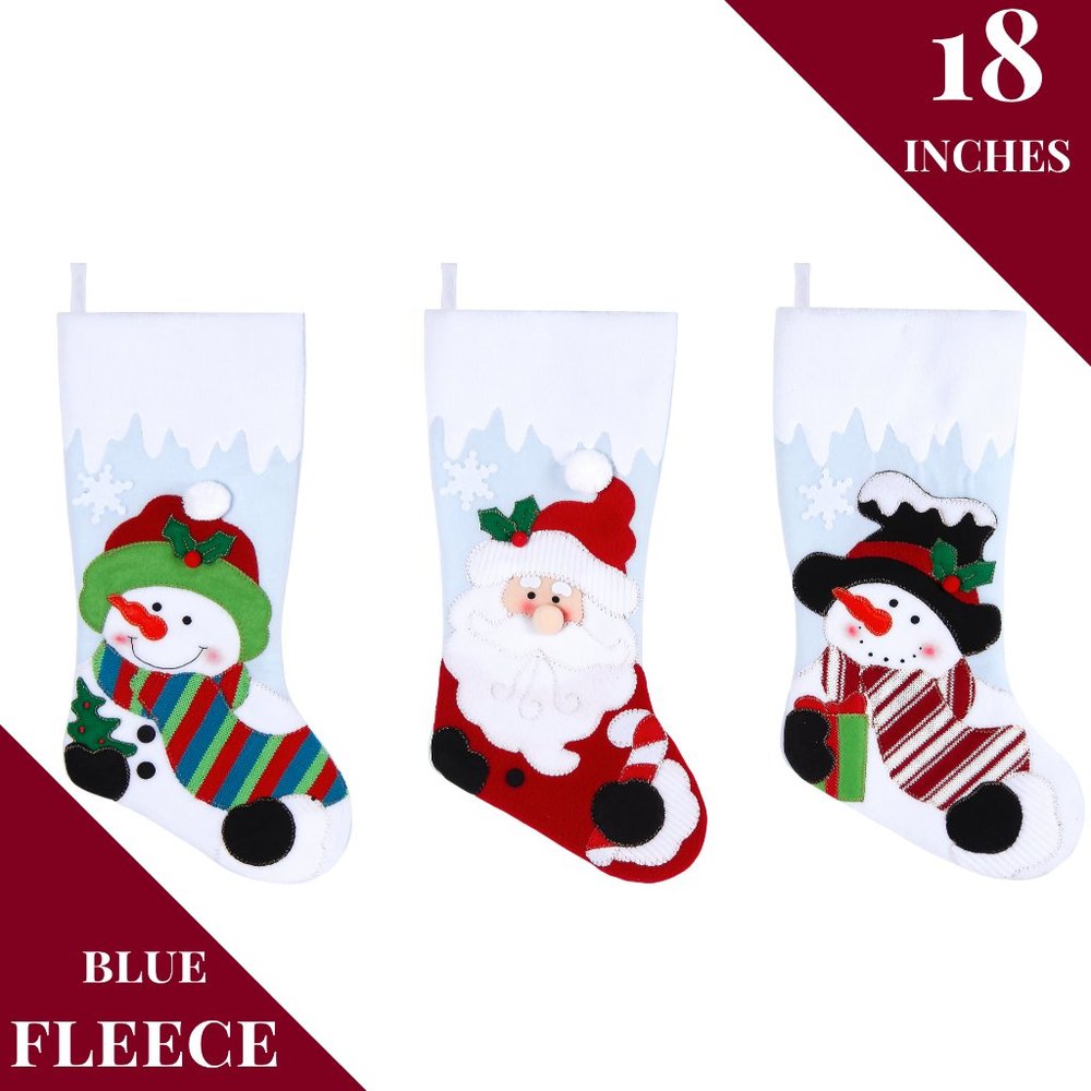 Brand New Baby Blue Fleece Christmas Stockings Set